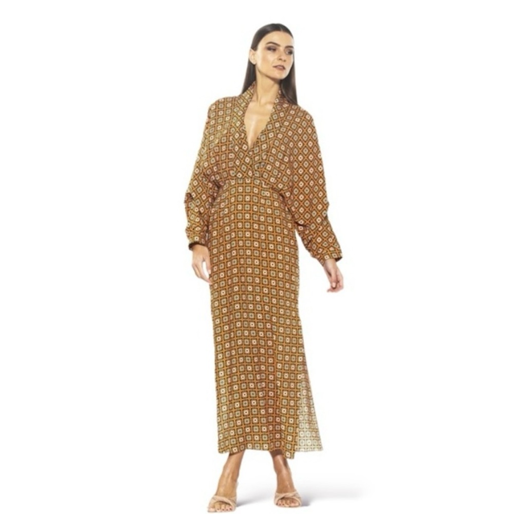 Alexia Admor orange, green, and Black Long Sleeve Dress